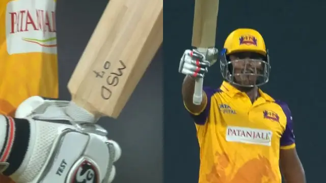 “MSD 07…!” नहीं मिली स्पोंसरशिप तो बल्ले पर लिखा धोनी का नाम, मैदान पर उतरकर लगा दिया धुआंधार अर्द्धशतक, WPL में दिखा अनोखा नजारा